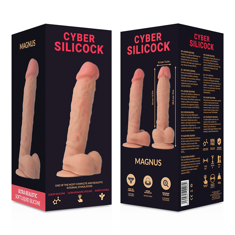 CYBER SILICOCK - MAGNUS RÉALISTE SILICONE LIQUIDE 20.5 CM -O- 4.1 CM