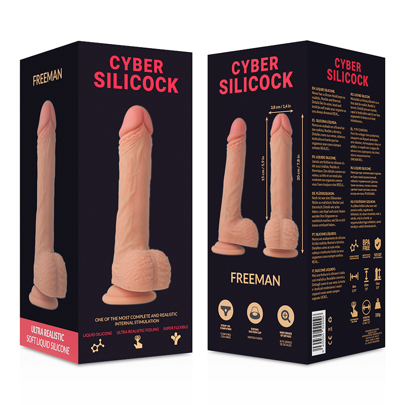 CYBER SILICOCK - FREEMAN LIQUID SILICONE HARNESS 20 CM -O- 3.8 CM